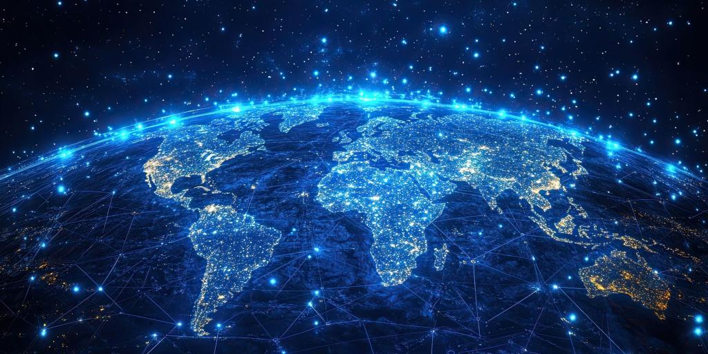 Earth at night from space: Illuminated cities and network connections – global strategy in focus
